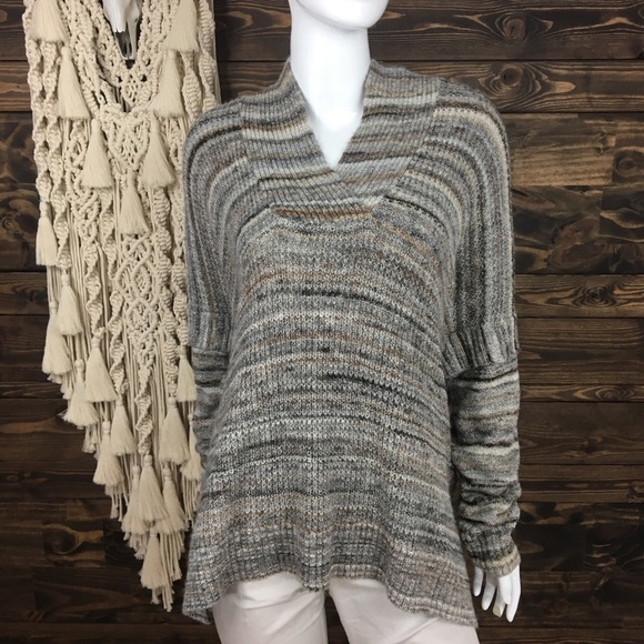 Jillian Nicole Sweaters - Jillian Nicole | V-Neck Ruffle Oversized Sweater Striped